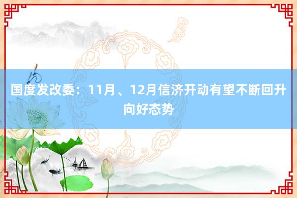国度发改委：11月、12月信济开动有望不断回升向好态势